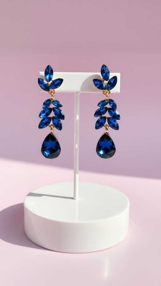 Teardrop Crystal Drop & Dangle Earrings: Navy