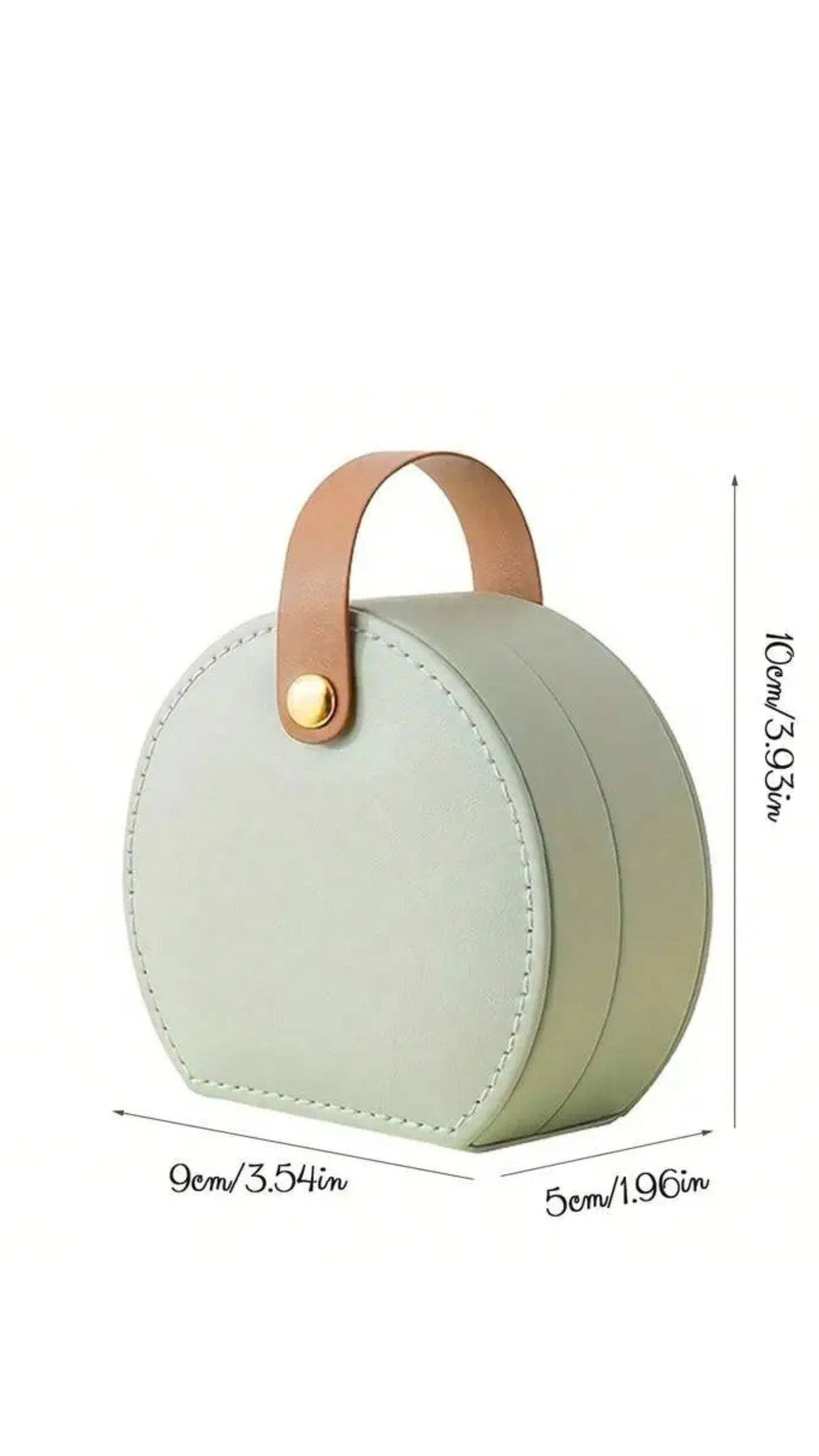 Mini Circular Travel Jewellery Case Compact Jewellery Storage Box: White