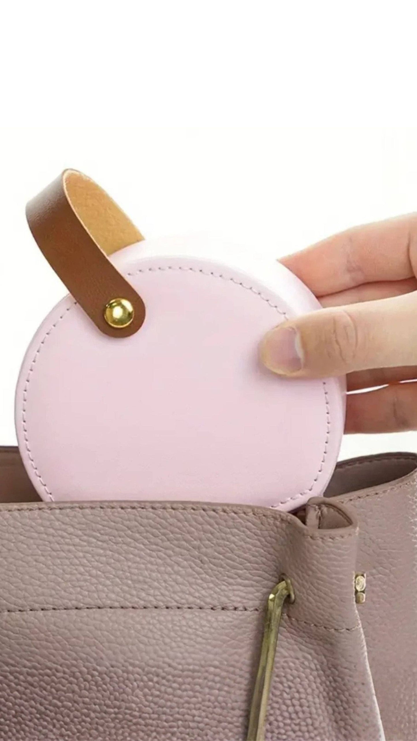 Mini Circular Travel Jewellery Case Compact Jewellery Storage Box: White
