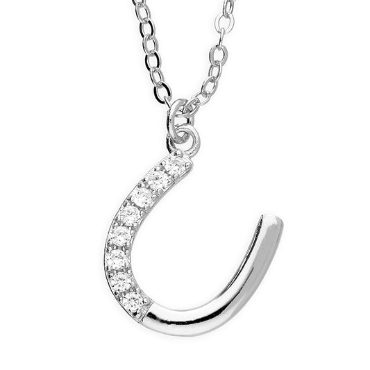 Sterling Silver Necklace with Open Horseshoe Pendant