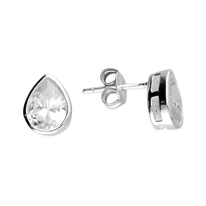Sterling Silver pear/teardrop stud earrings